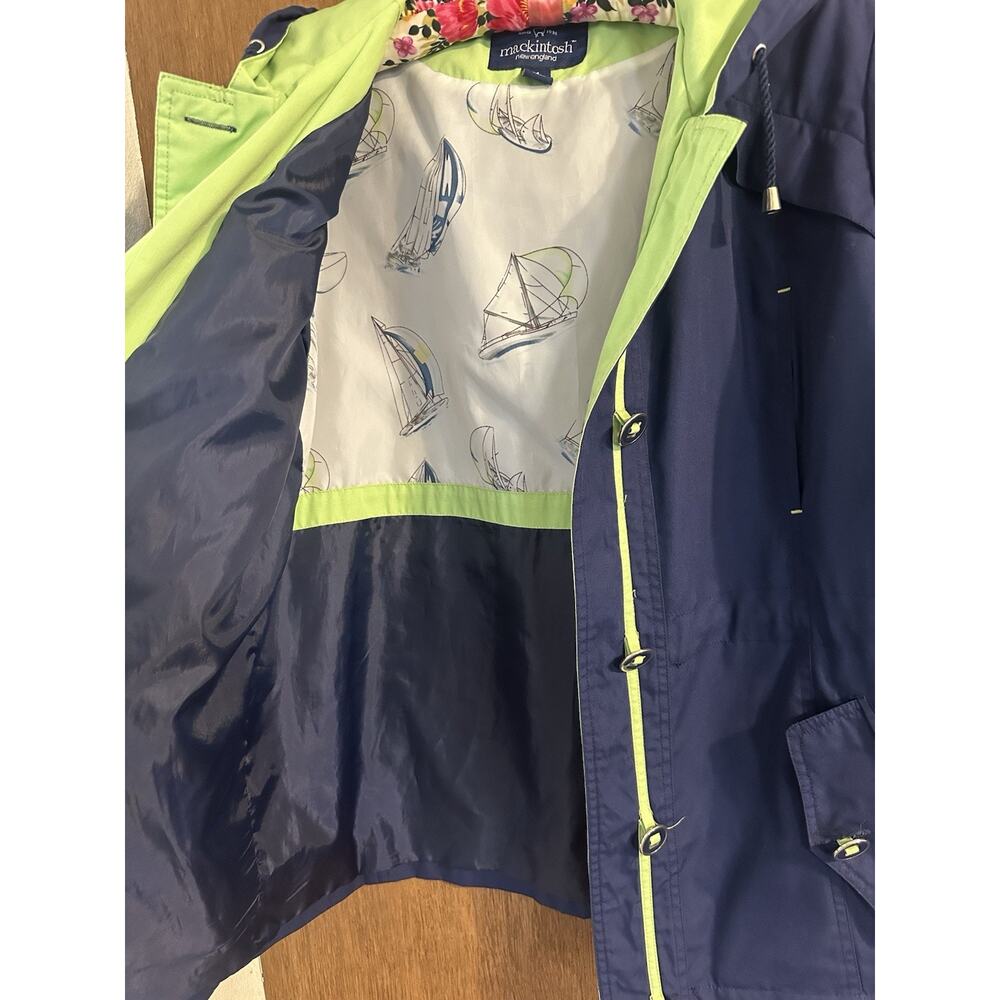 Mackintosh New England Womens M Rain Jacket Blue Hooded Coat adjustable waist - Picture 4 of 13